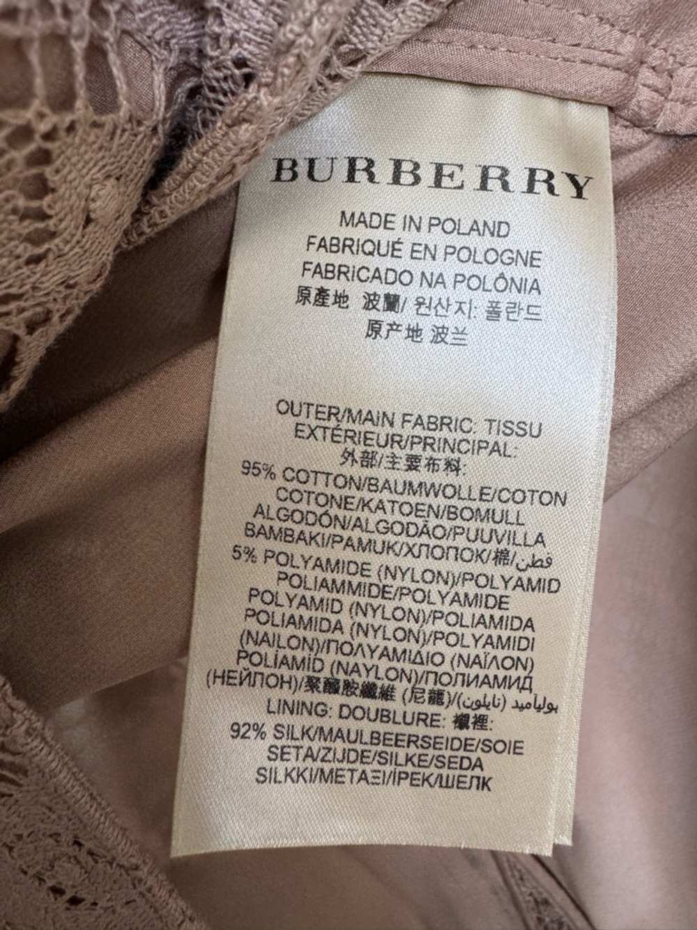Burberry Lace Overlay Double-Breasted Trench Coat in Dusty Rose - Picture 12 of 12